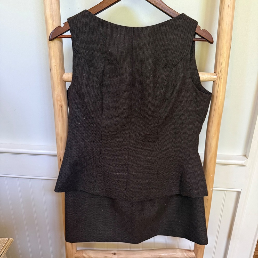 Commense Brown Herringbone 2 Piece Set Sleeveless Tie Back Top Mini Skirt M NWT